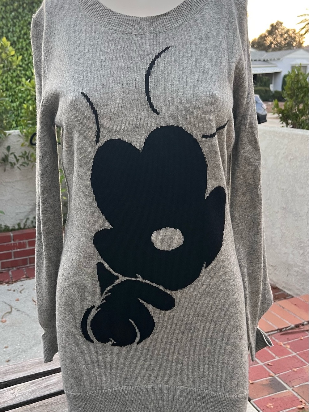 Disney Couture Grey & Black Silk / Cashmere Sweater